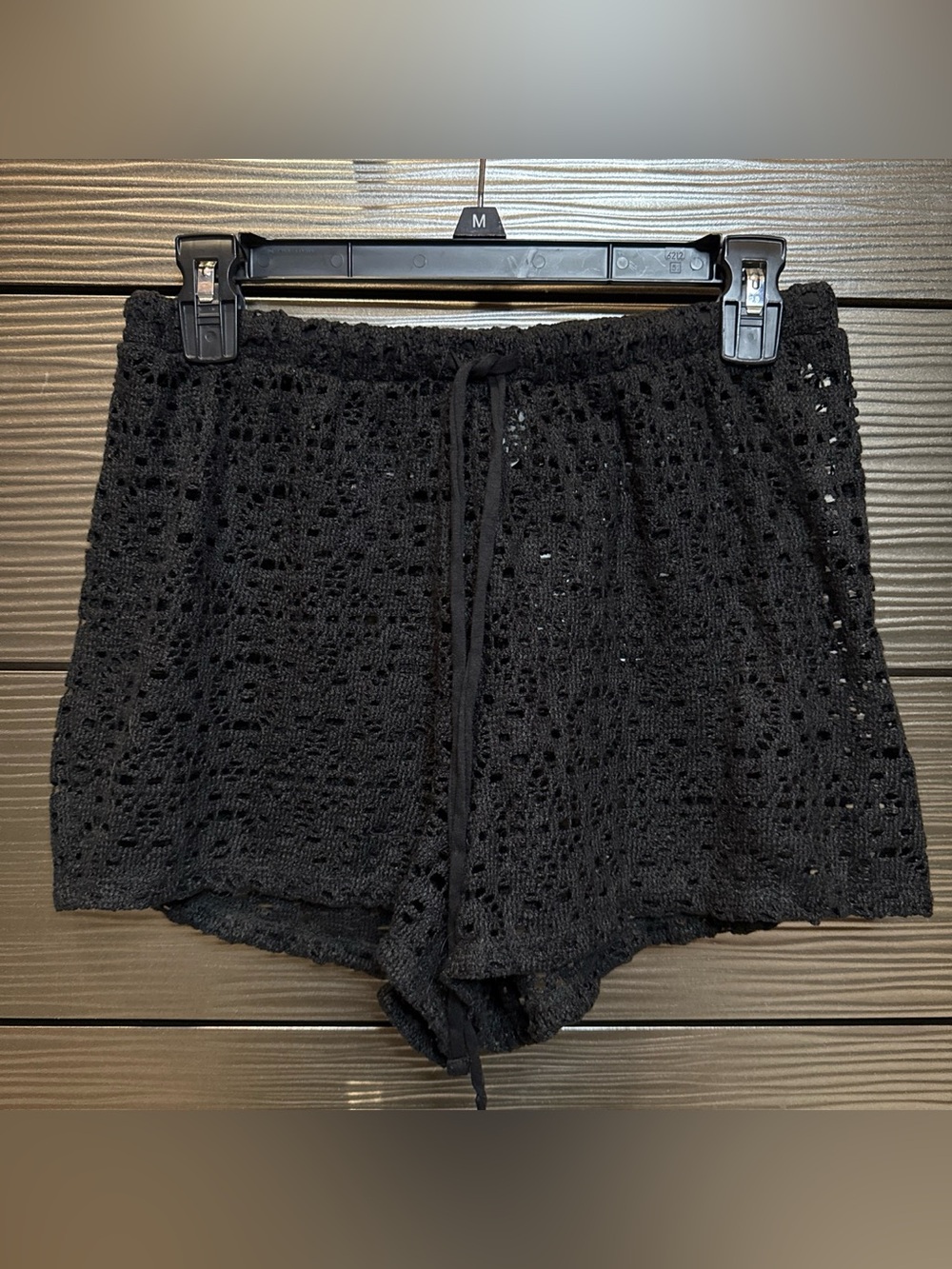 No Boundaries Black Crochet Drawstring Swim Coverup Shorts